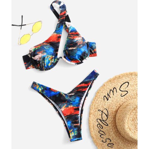Bikini tie dye asymétrique à armature échancré - SHEIN - Modalova