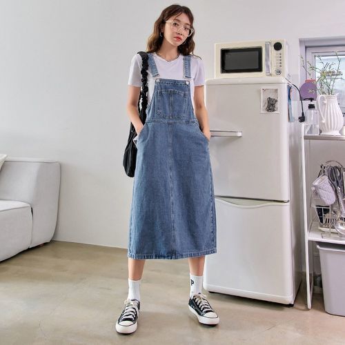 Robe salopette en jean à poche fendu (sans top) - SHEIN - Modalova