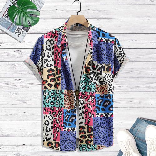Chemise aléatoire léopard patch à poche à bouton (sans t-shirt) - SHEIN - Modalova