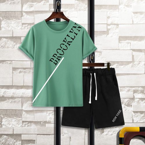 T-shirt à lettres & Short à cordon - SHEIN - Modalova