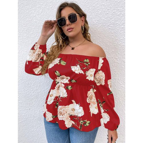 Blouse à imprimé floral col bardot manches bouffantes - SHEIN - Modalova