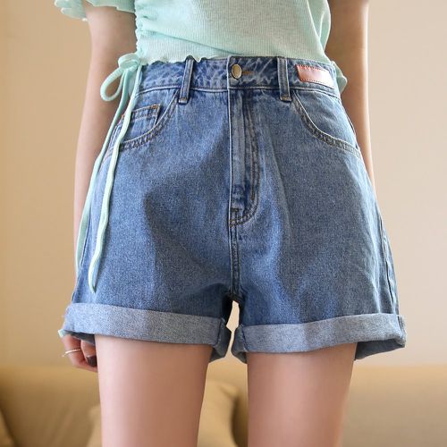 Short en jean à applique à poche - SHEIN - Modalova