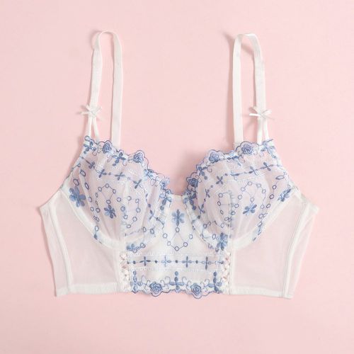 Soutien-gorge Luv à broderie avec dentelle - SHEIN - Modalova