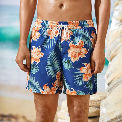 Short à imprimé tropical à cordon - SHEIN - Modalova