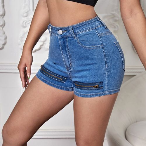 Short en jean taille haute zippé - SHEIN - Modalova