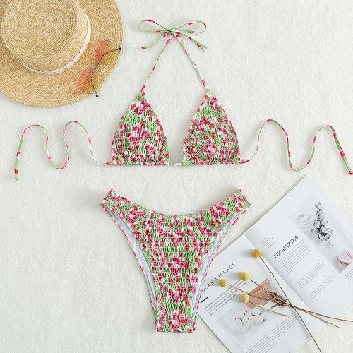 Bikini à imprimé floral froncé triangulaire échancré - SHEIN - Modalova