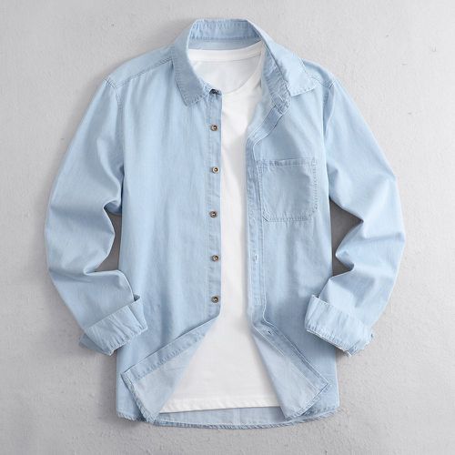 Chemise en jean patch à poche à bouton (sans t-shirt) - SHEIN - Modalova