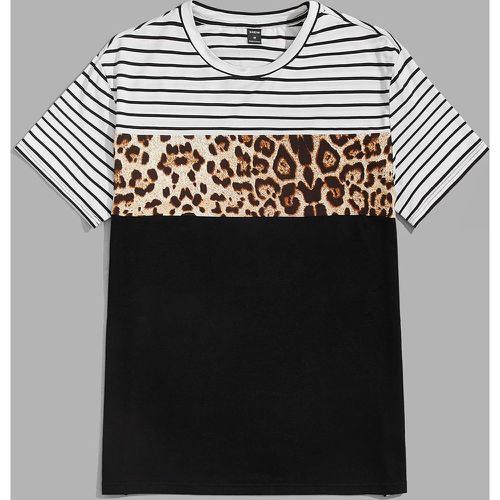 T-shirt avec motif léopard à blocs de couleurs - SHEIN - Modalova