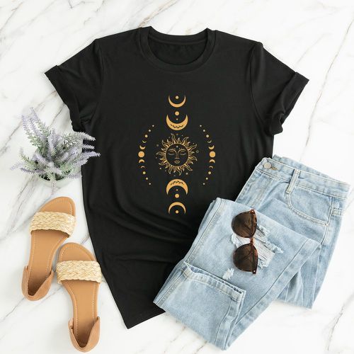T-shirt à imprimé lune & soleil - SHEIN - Modalova