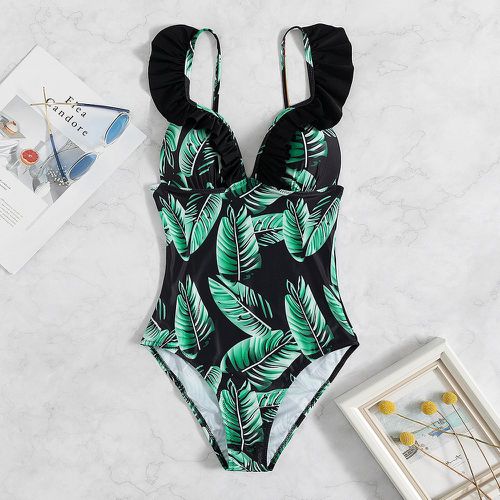 Maillot de bain une pièce push-up à imprimé à volants - SHEIN - Modalova