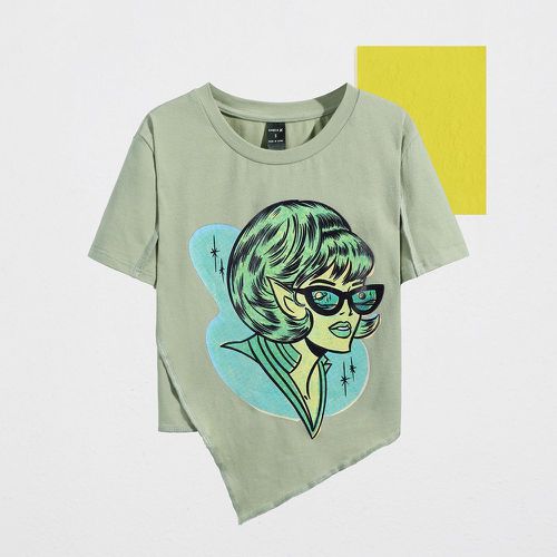 T-shirt planète & figure asymétrique - SHEIN - Modalova