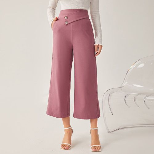 Pantalon ample taille haute à faux bouton - SHEIN - Modalova