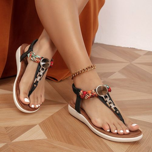 Sandales entre-doigt avec strass à blocs de couleurs - SHEIN - Modalova