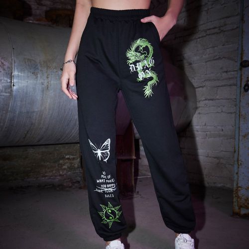 Pantalon de survêtement papillon & dragon - SHEIN - Modalova