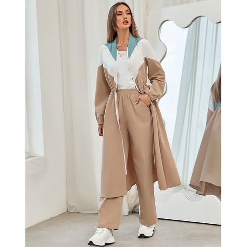 Manteau à blocs de couleurs à col base-ball & Pantalon à poches - SHEIN - Modalova