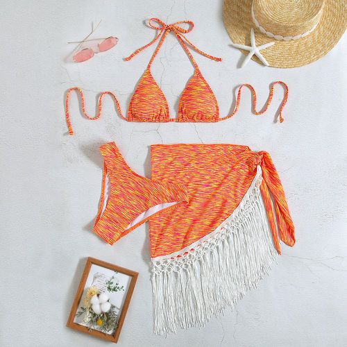 Bikini ras-du-cou chiné & Jupe de plage - SHEIN - Modalova