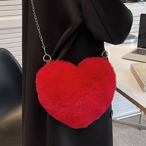 Sac fantaisie design cœur en tissu duveteux chaîne - SHEIN - Modalova