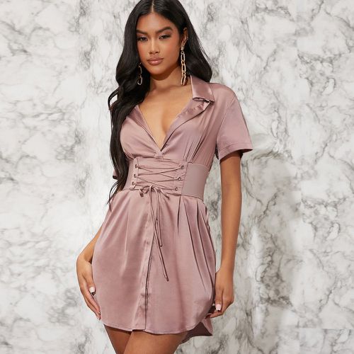 Robe chemise à lacets avec corset - SHEIN - Modalova