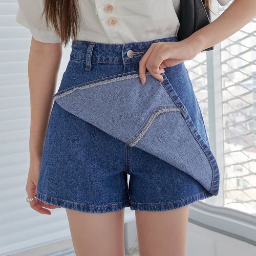 Jupe-short en jean taille haute délavé - SHEIN - Modalova