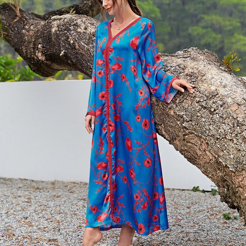 Robe tunique à imprimé floral col en V - SHEIN - Modalova