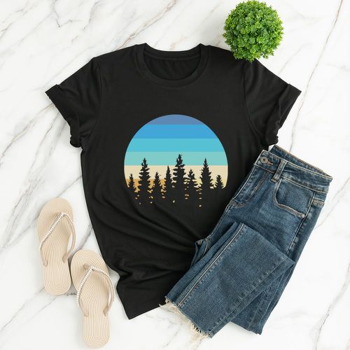 T-shirt plante et à rayures - SHEIN - Modalova