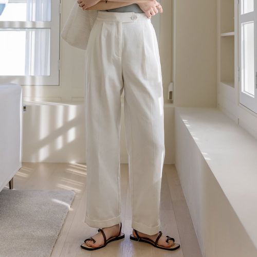 Pantalon droit unicolore à poche - SHEIN - Modalova