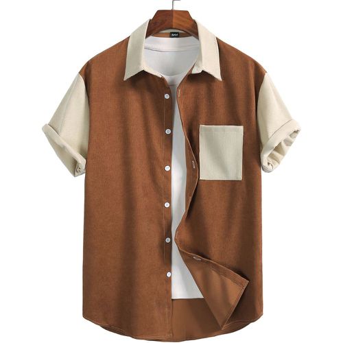 Chemise à blocs de couleurs en velours côtelé (sans t-shirt) - SHEIN - Modalova