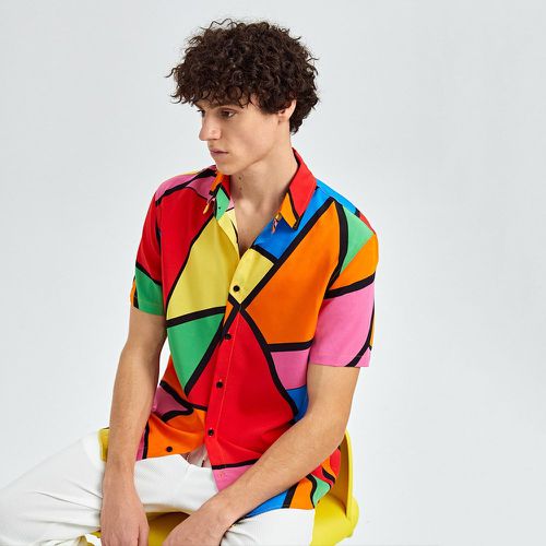 Chemise à blocs de couleurs à bouton - SHEIN - Modalova