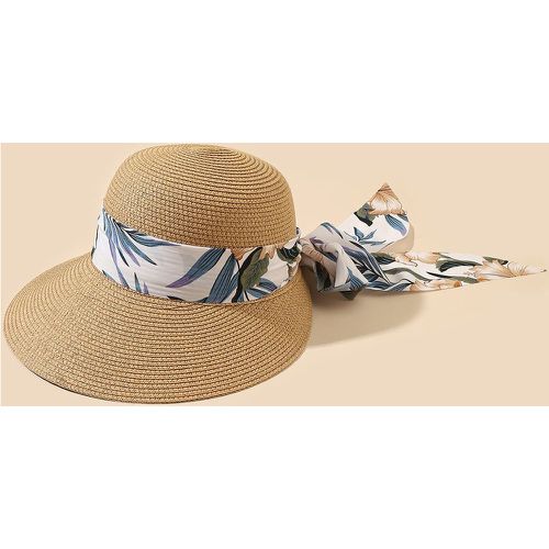 Chapeau de soleil à imprimé feuille à nœud papillon - SHEIN - Modalova