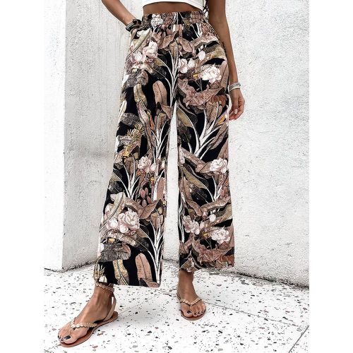 Pantalon ample à imprimé feuille et floral - SHEIN - Modalova