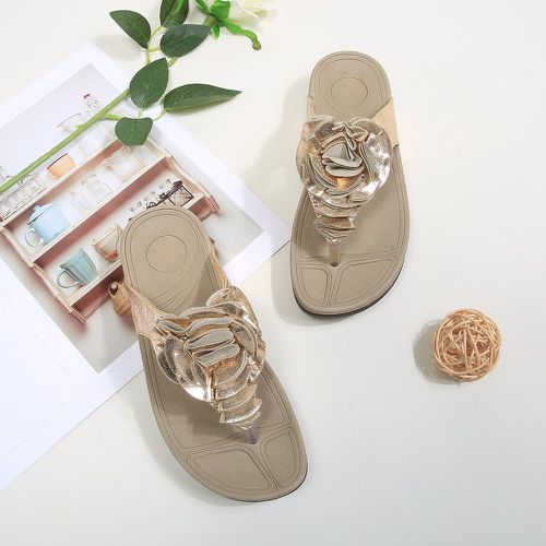Sandales entre-doigt métallique à applique fleurie compensé - SHEIN - Modalova