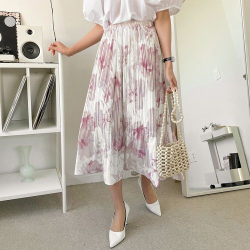 Jupe taille haute à imprimé floral à plis - SHEIN - Modalova