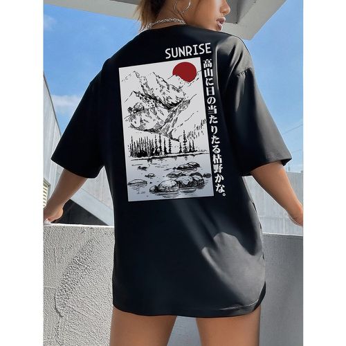 T-shirt montagne et à imprimé japonais - SHEIN - Modalova