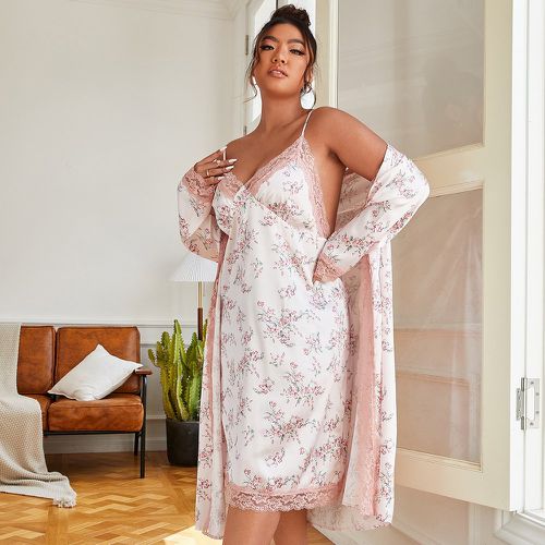 À imprimé floral en dentelle Robe de nuit & Peignoir - SHEIN - Modalova