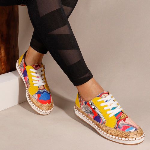 Chaussures skateboard à blocs de couleurs à lacets - SHEIN - Modalova