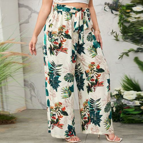 Pantalon à taille froncée ample à imprimé tropical - SHEIN - Modalova