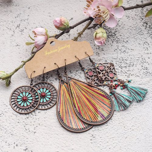 Paires Boucles d'oreilles à franges vintage - SHEIN - Modalova