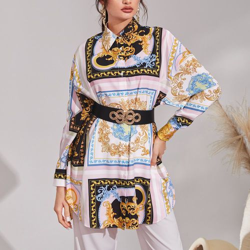 Blouse à imprimé foulard et baroque (sans ceinture) - SHEIN - Modalova