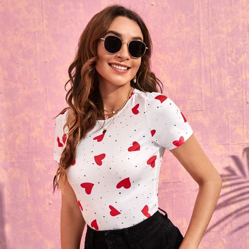 T-shirt à imprimé cœur ajusté - SHEIN - Modalova