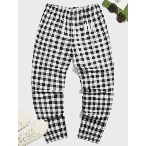 Pantalon de pyjama à carreaux à lettres - SHEIN - Modalova