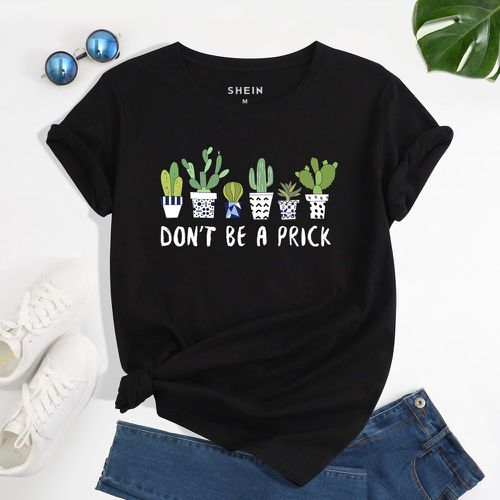 T-shirt à motif cactus et slogan - SHEIN - Modalova