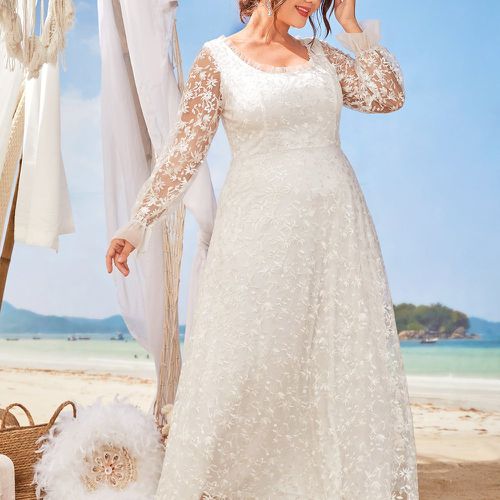 Robes de mariage grandes tailles Volants Fermeture éclair Glamour Unicolore - SHEIN - Modalova