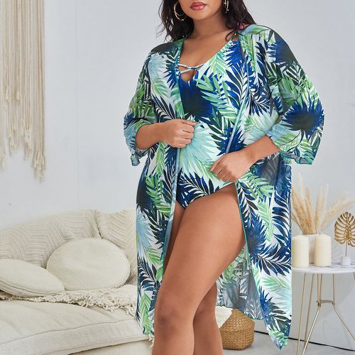 Kimono à imprimé tropical en tulle - SHEIN - Modalova