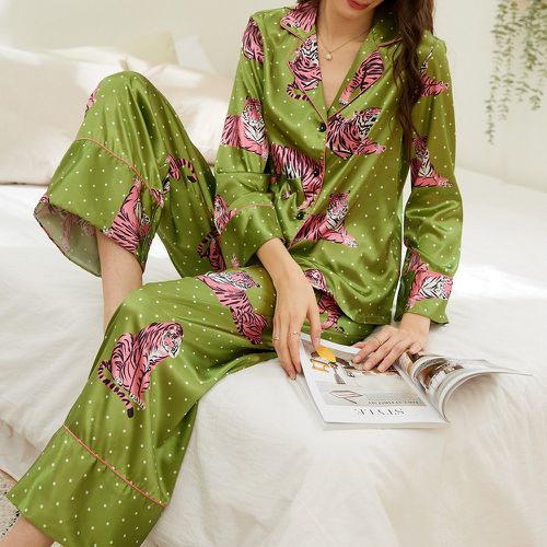 Ensemble de pyjama à pois & à imprimé tigre en satin - SHEIN - Modalova