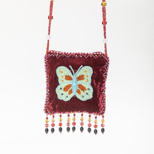 Sac carré mini en velours à perles papillon - SHEIN - Modalova