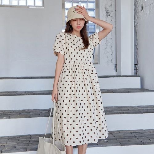 Robe à pois manches bouffantes - SHEIN - Modalova