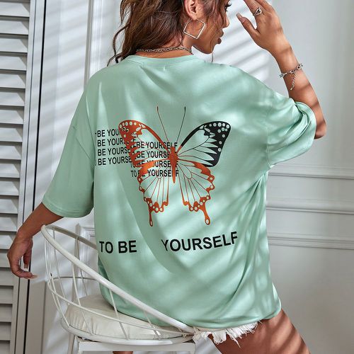 T-shirt papillon et slogan - SHEIN - Modalova