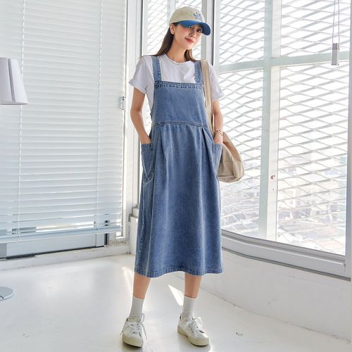 Robe tablier patch à poche à nœud en jean (sans t-shirt) - SHEIN - Modalova