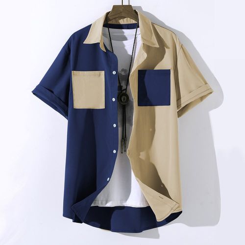 Chemise à blocs de couleurs à patch à poche (sans t-shirt) - SHEIN - Modalova