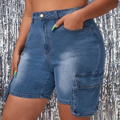Short en jean poche à rabat - SHEIN - Modalova